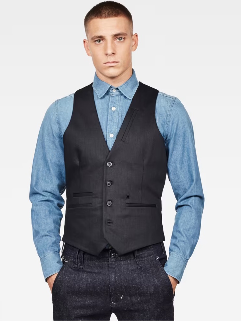 G-Star Midnight Tuxedo Denim Waistcoat